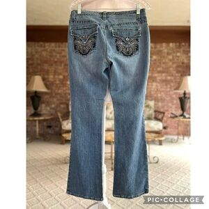 Nine West Date Night Jeans Bootcut Embellished Pocket Jeans 6/28 Midrise